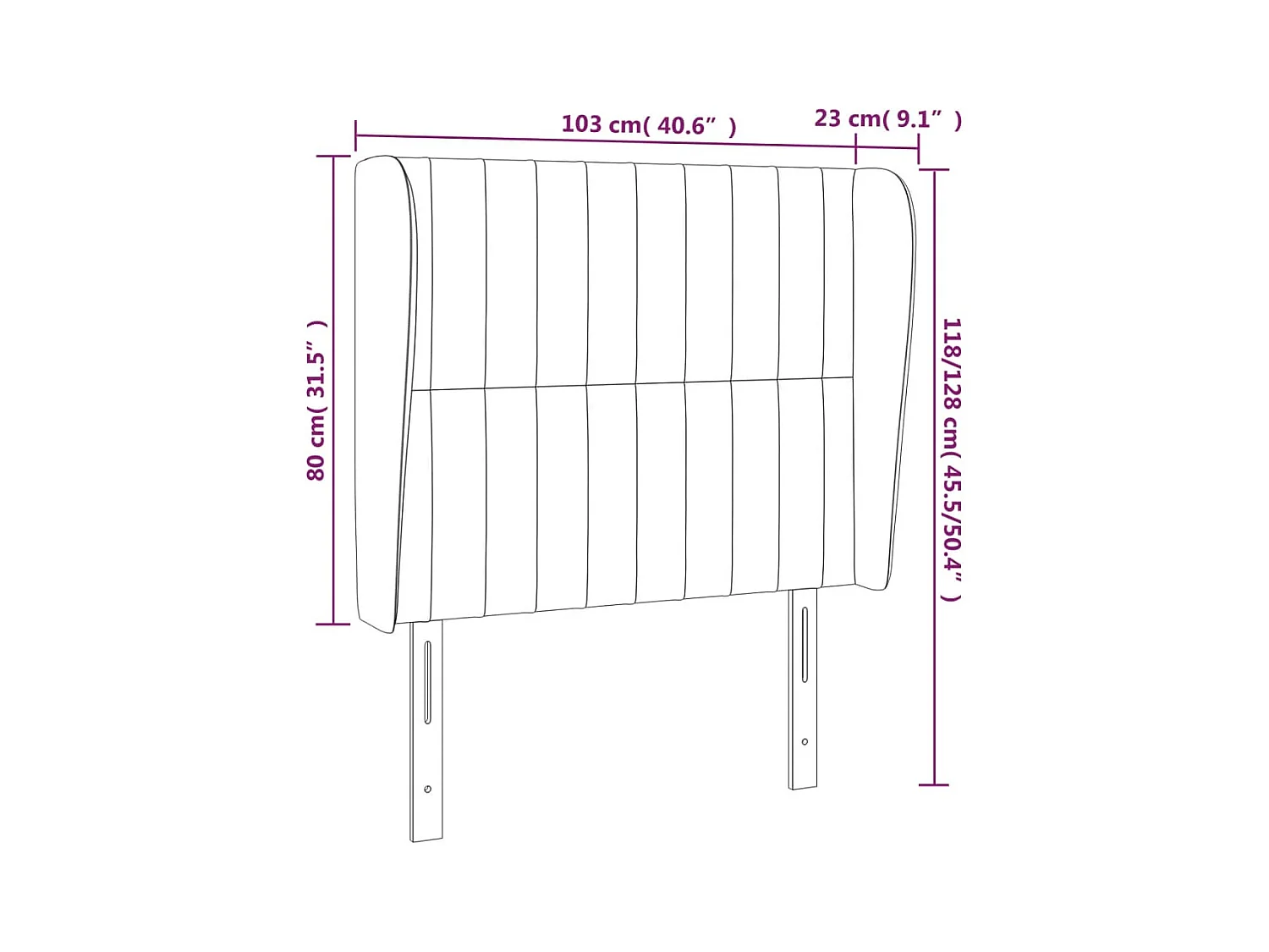 Tête de Lit | Panneau de tête pour lit Moderne avec oreilles Gris clair 103x23x118/128 cm Velours