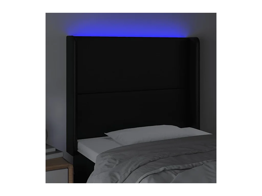 Tête de Lit | Panneau de tête pour lit Moderne à LED Noir 103x16x118/128 cm Similicuir