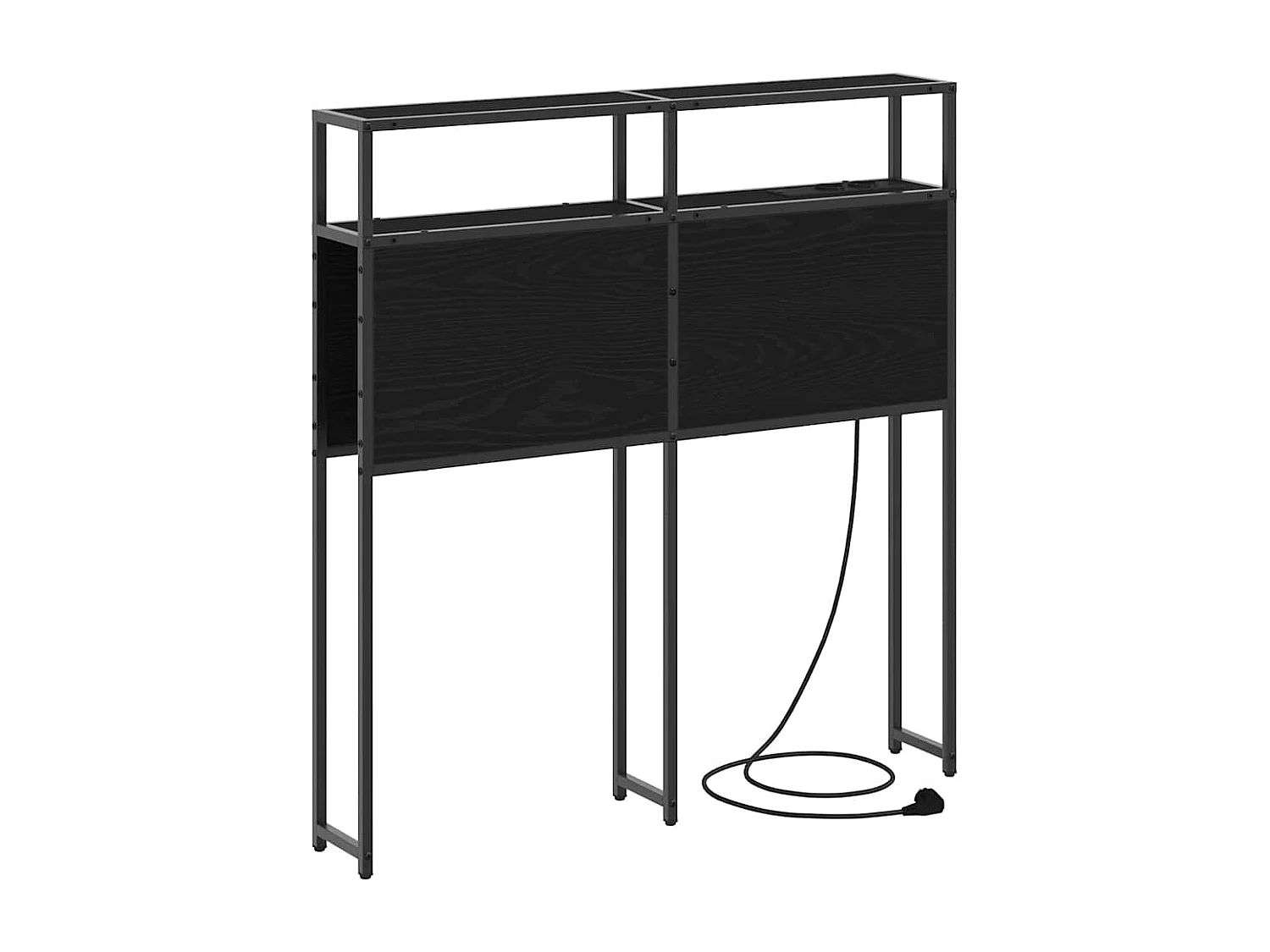 Mueble cabecero con almacenamiento | Cabecera de almacenamiento con estante Roble negro 75 cm