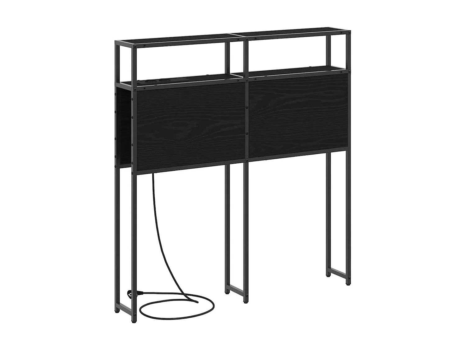 Mueble cabecero con almacenamiento | Cabecera de almacenamiento con estante Roble negro 75 cm