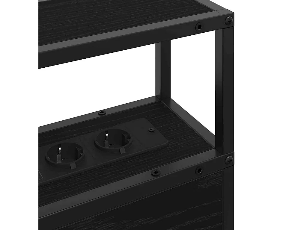 Mueble cabecero con almacenamiento | Cabecera de almacenamiento con estante Roble negro 75 cm