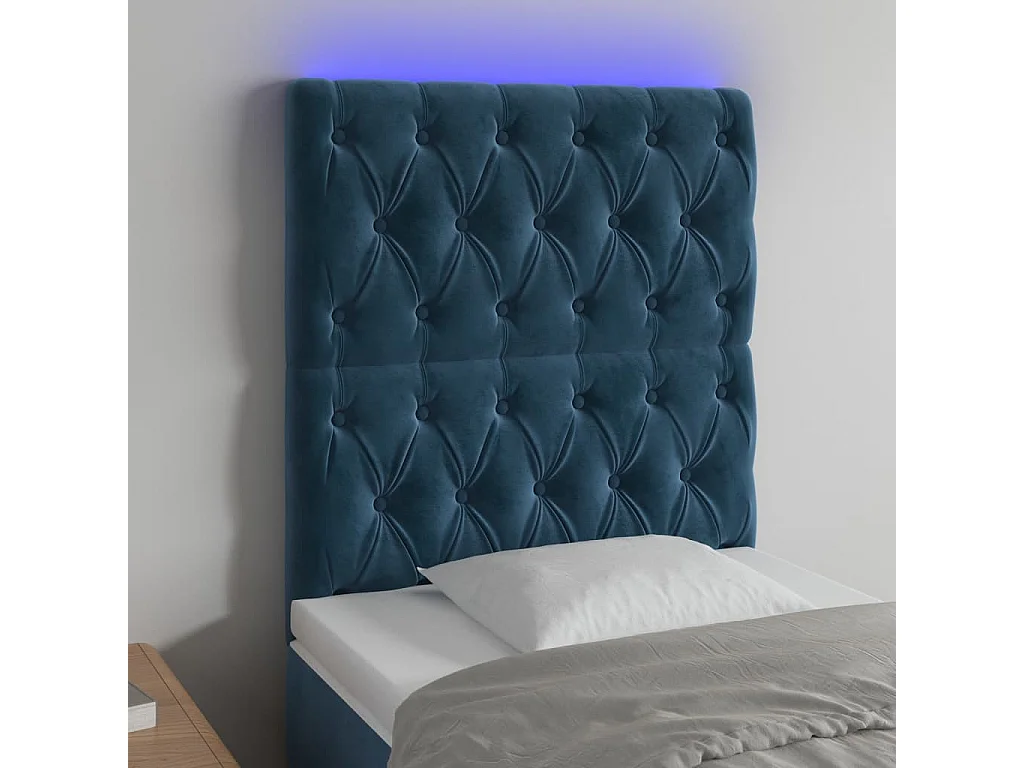 Hoofdbord | Hoofdeinde LED 80x7x118/128 cm fluweel donkerblauw