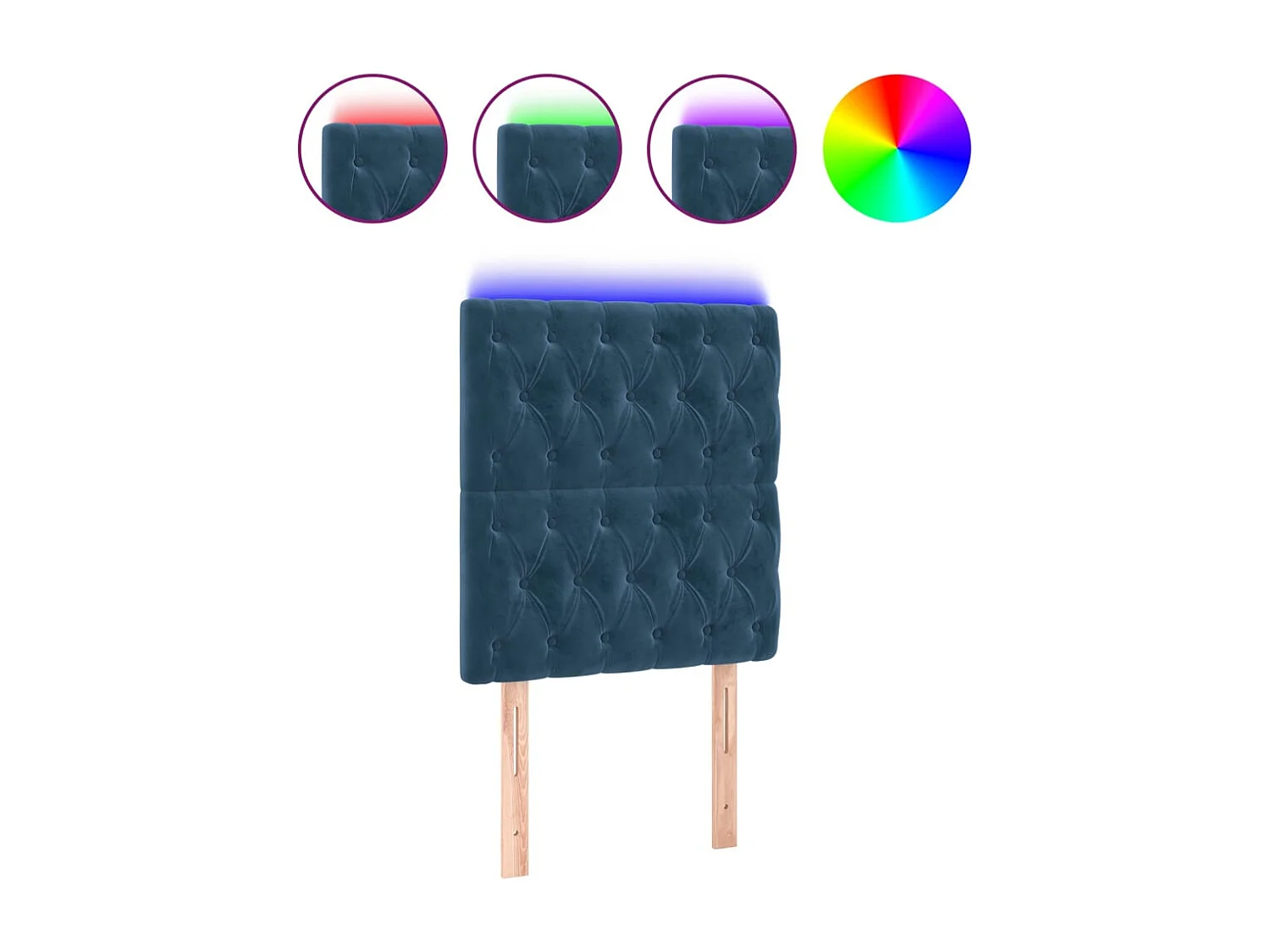 Hoofdbord | Hoofdeinde LED 80x7x118/128 cm fluweel donkerblauw