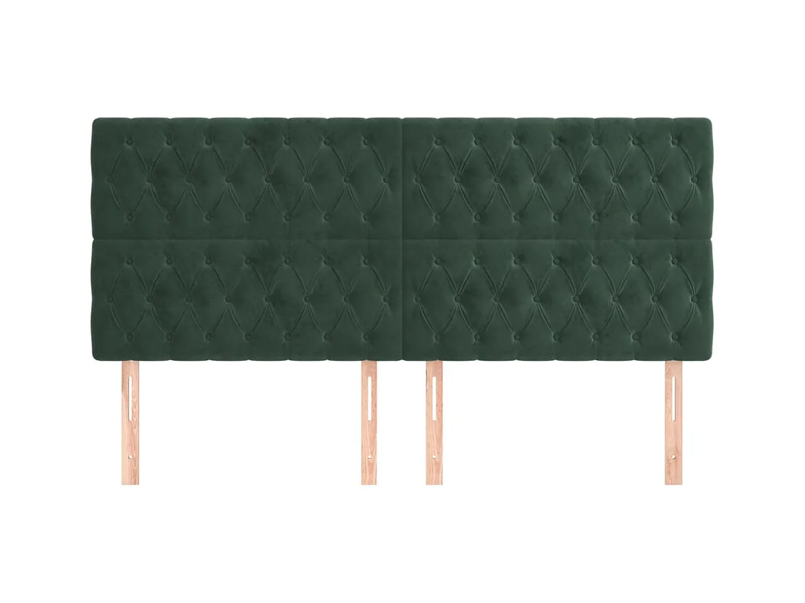 Têtes de lit | Panneaux de tête pour lit Moderne 4 pcs Vert foncé 100x7x78/88 cm Velours