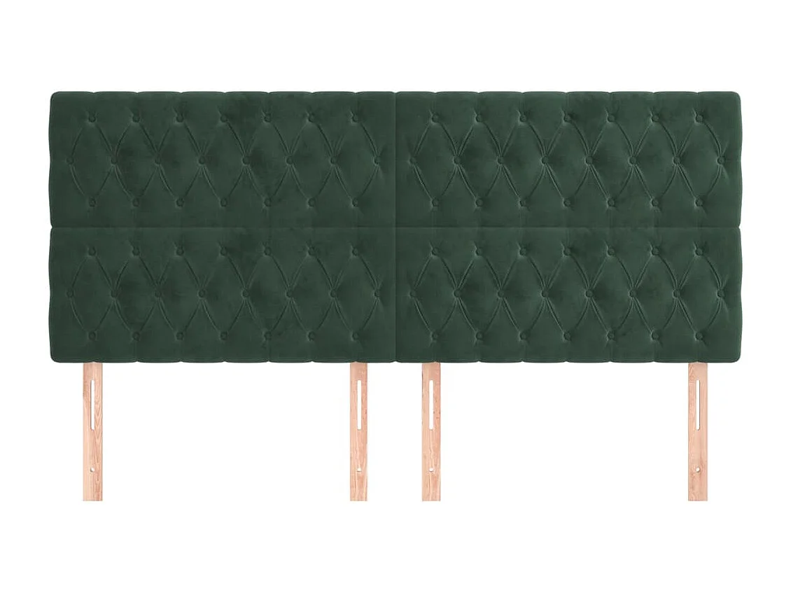 Têtes de lit | Panneaux de tête pour lit Moderne 4 pcs Vert foncé 100x7x78/88 cm Velours