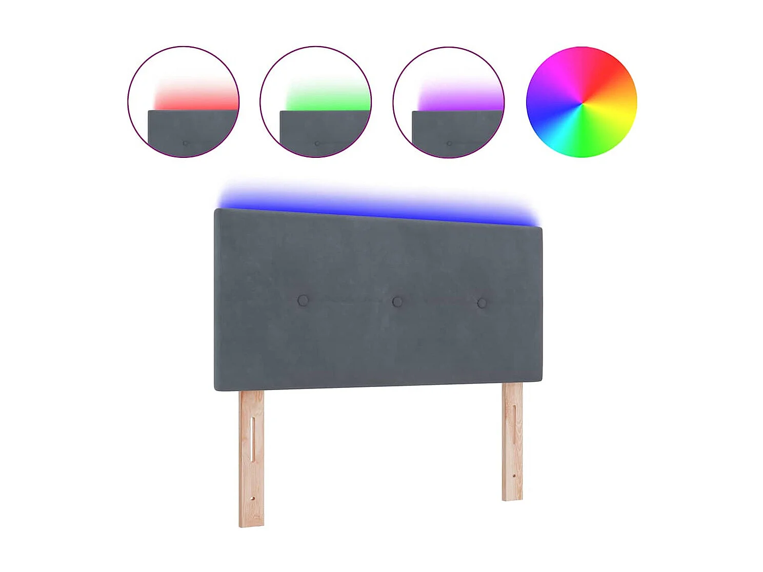 Cabecero | Cabezal de Cama | Mueble cabecero con luces de tiras LED Gris 100 cm Terciopelo