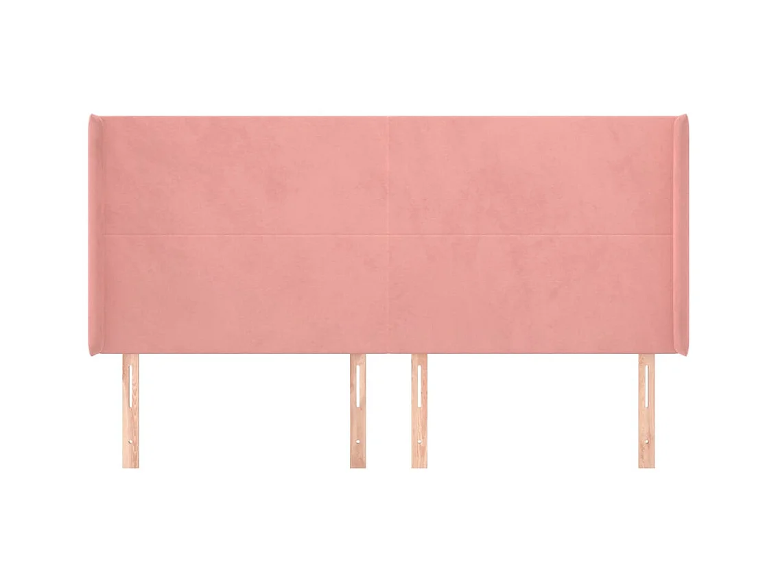 Tête de Lit | Panneau de tête pour lit Moderne avec oreilles Rose 203x16x118/128 cm Velours