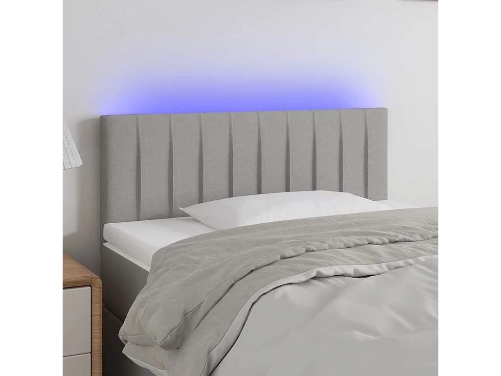 Hoofdbord | Hoofdeinde LED 100x5x78/88 cm stof lichtgrijs
