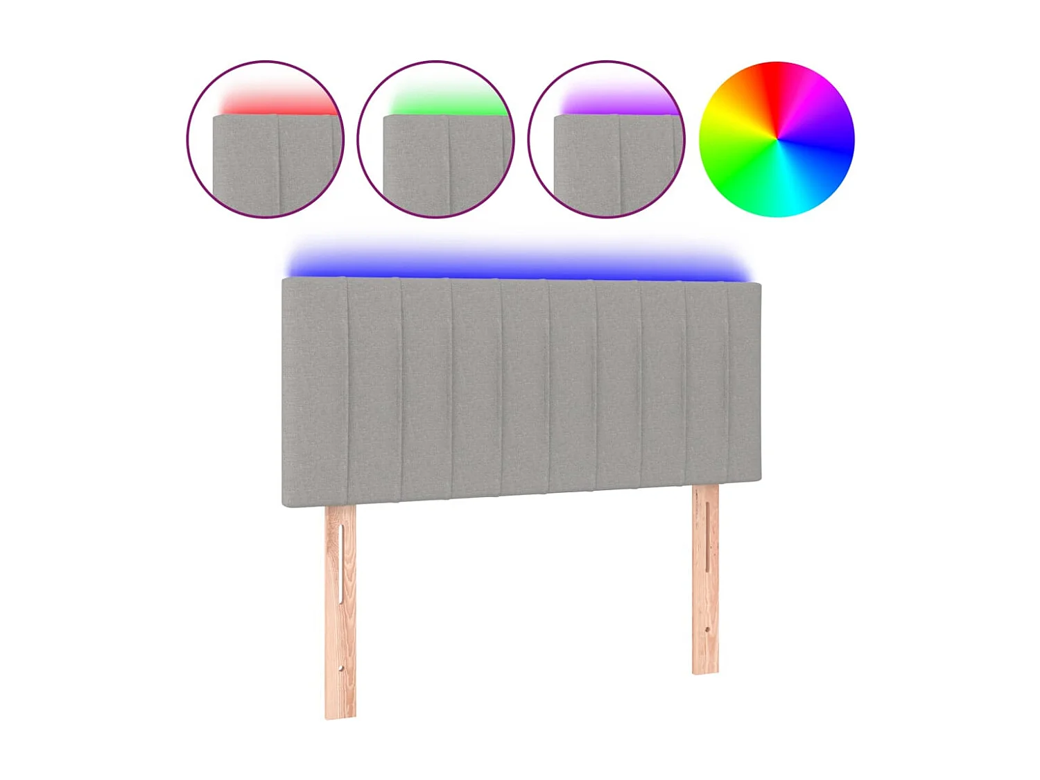 Hoofdbord | Hoofdeinde LED 100x5x78/88 cm stof lichtgrijs