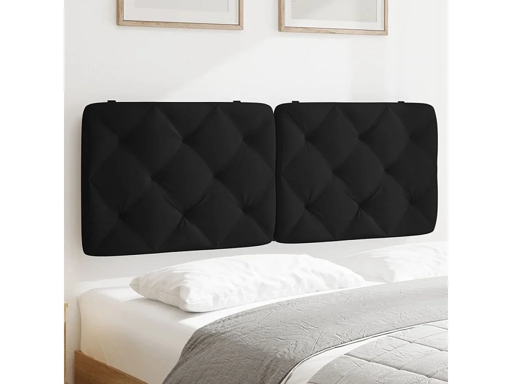 Hoofdbord | Hoofdbordkussen 140 cm fluweel zwart