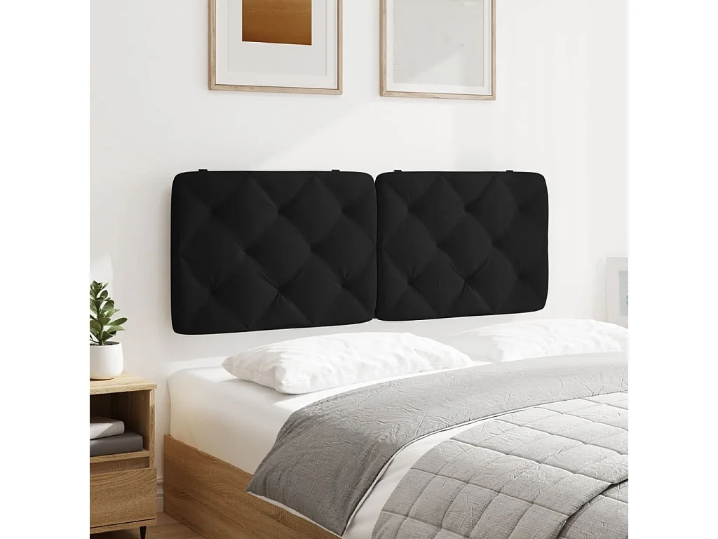 Hoofdbord | Hoofdbordkussen 140 cm fluweel zwart