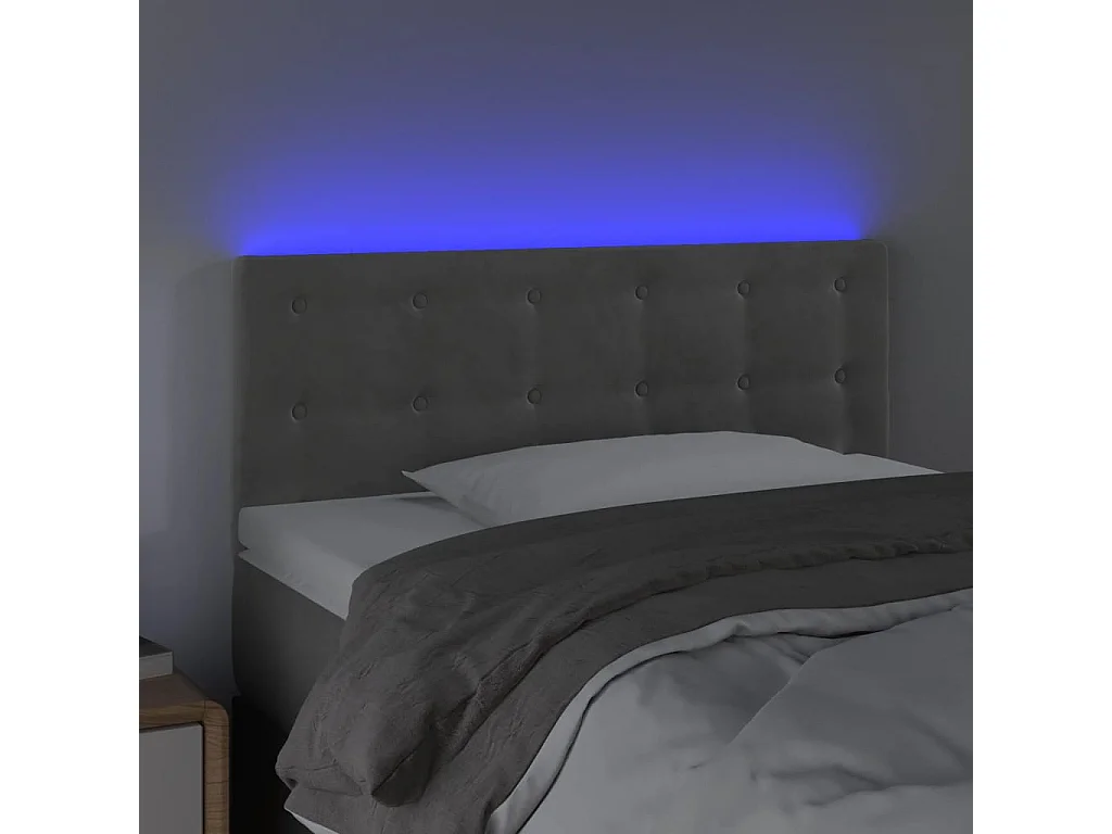 Tête de Lit | Panneau de tête pour lit Moderne à LED Gris clair 100x5x78/88 cm Velours