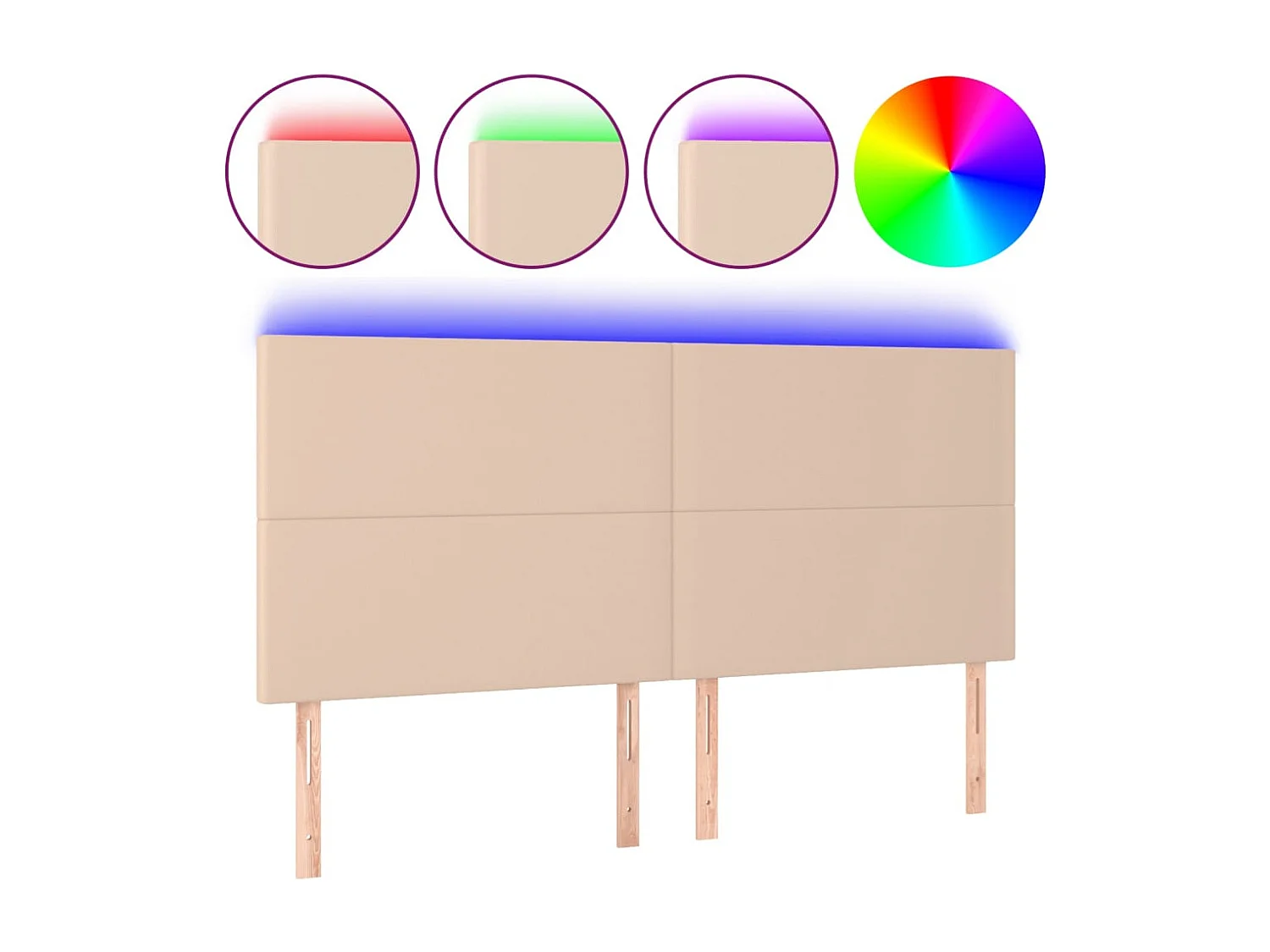 Hoofdbord | Hoofdeinde LED 200x5x118/128 cm kunstleer cappuccinokleurig
