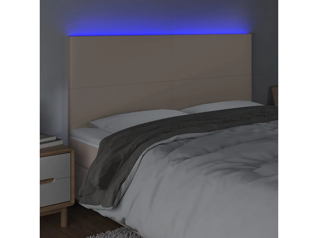 Hoofdbord | Hoofdeinde LED 200x5x118/128 cm kunstleer cappuccinokleurig