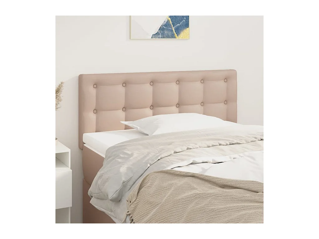 Mueble cabecero | Cabezal de cama | Cabecero de cuero sintético color capuchino 100x5x78/88 cm