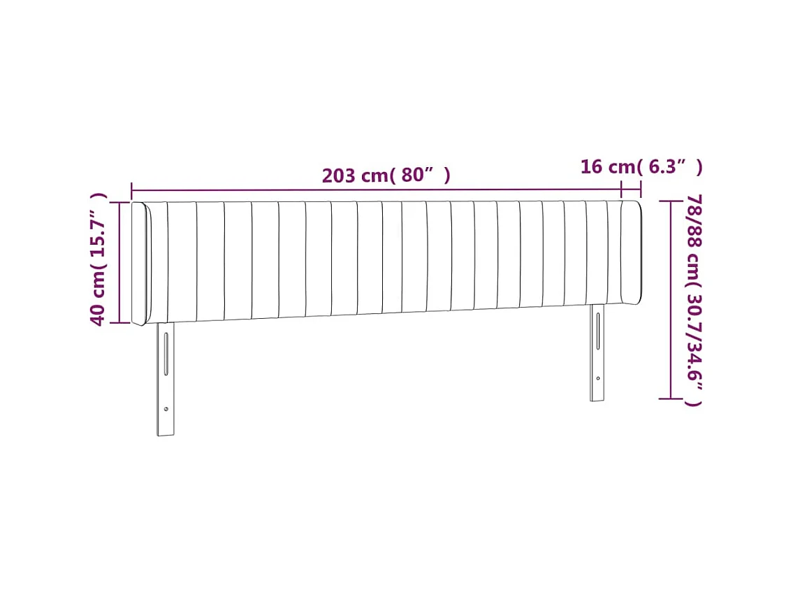 Cabecero | Cabezal de Cama | Mueble cabecero con LED de terciopelo rosa 203x16x78/88 cm