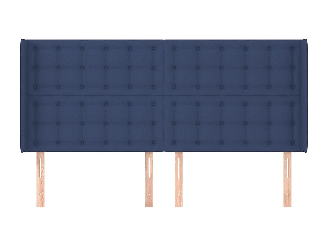 Tête de Lit | Panneau de tête pour lit Moderne avec oreilles Bleu 183x16x118/128 cm Tissu