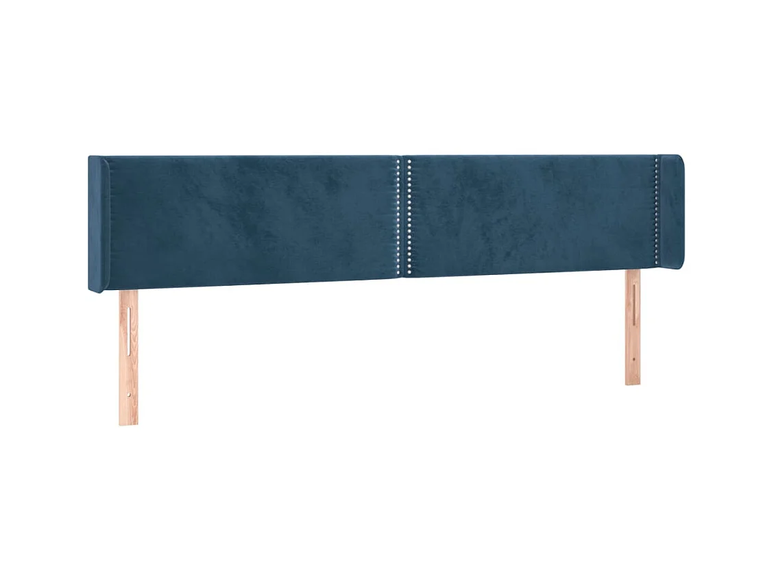 Cabecero | Cabezal de Cama | Mueble cabecero con LED de terciopelo azul oscuro 183x16x78/88 cm