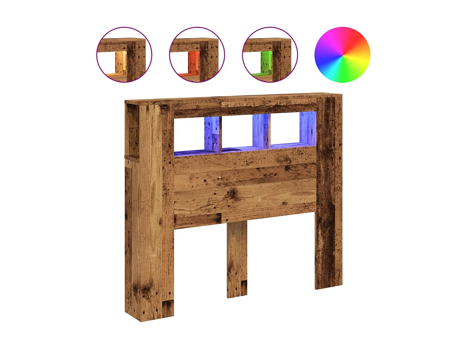 Tête de Lit | Panneau de tête pour lit Moderne à LED vieux bois 120x18,5x103,5cm bois d'ingénierie