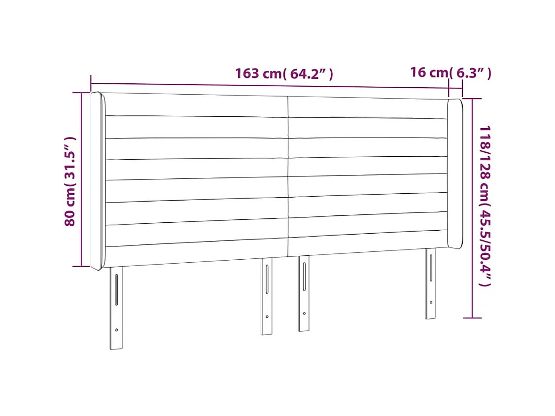 Cabecero | Cabezal de Cama | Mueble cabecero con LED de terciopelo negro 163x16x118/128 cm