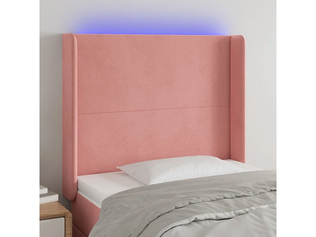 Hoofdbord | Hoofdeinde LED 103x16x118/128 cm fluweel roze