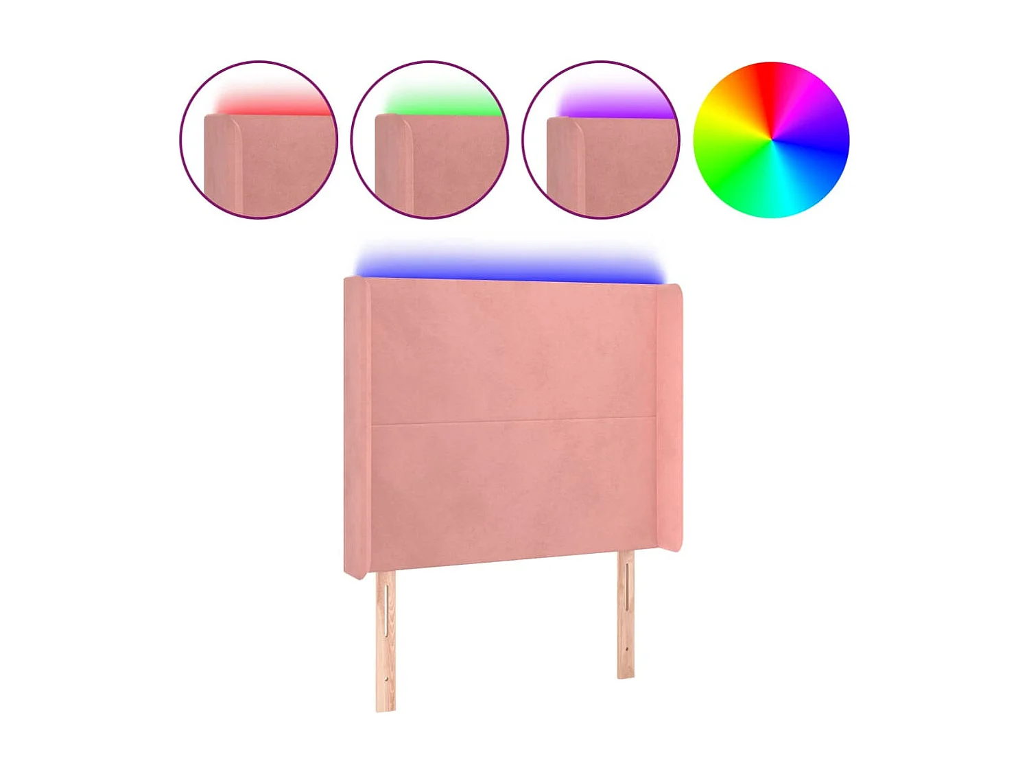 Hoofdbord | Hoofdeinde LED 103x16x118/128 cm fluweel roze