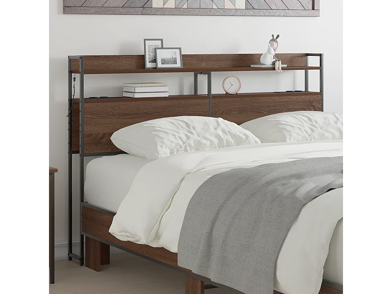 Tête de Lit de rangement | Panneau de tête pour lit Chêne marron 135 cm Bois d'ingénierie
