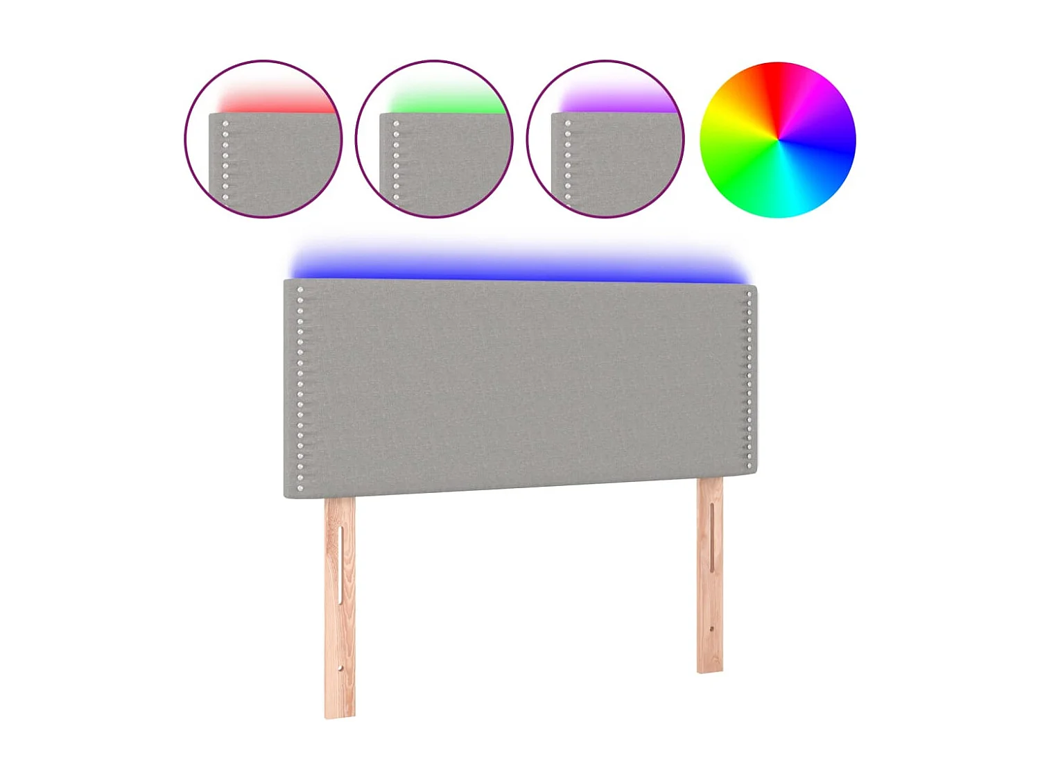 Mueble cabecero | Cabezal de cama | Cabecero con LED de tela gris claro 90x5x78/88 cm