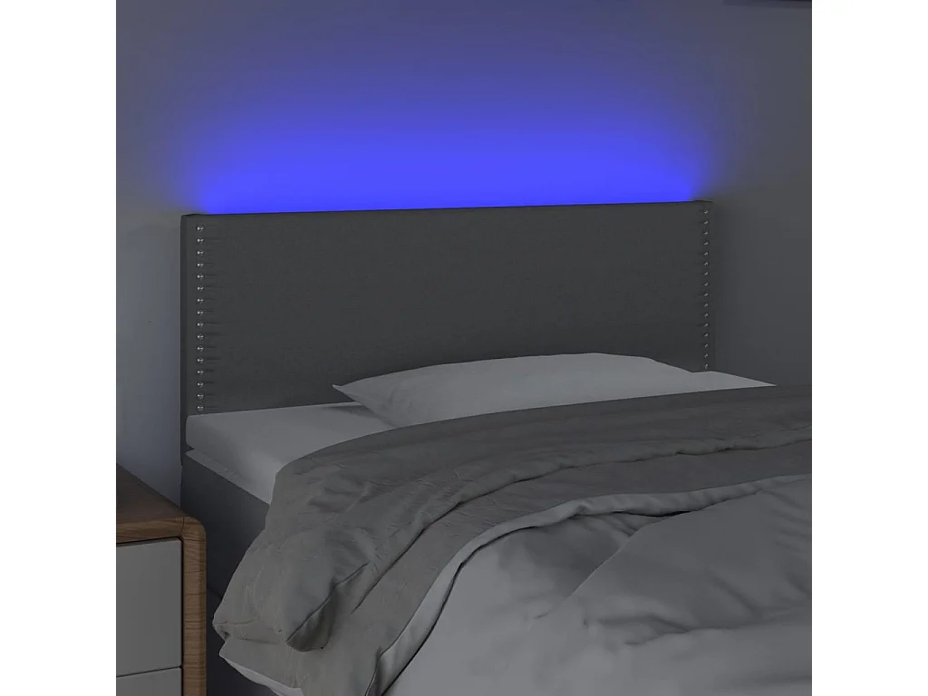 Mueble cabecero | Cabezal de cama | Cabecero con LED de tela gris claro 90x5x78/88 cm
