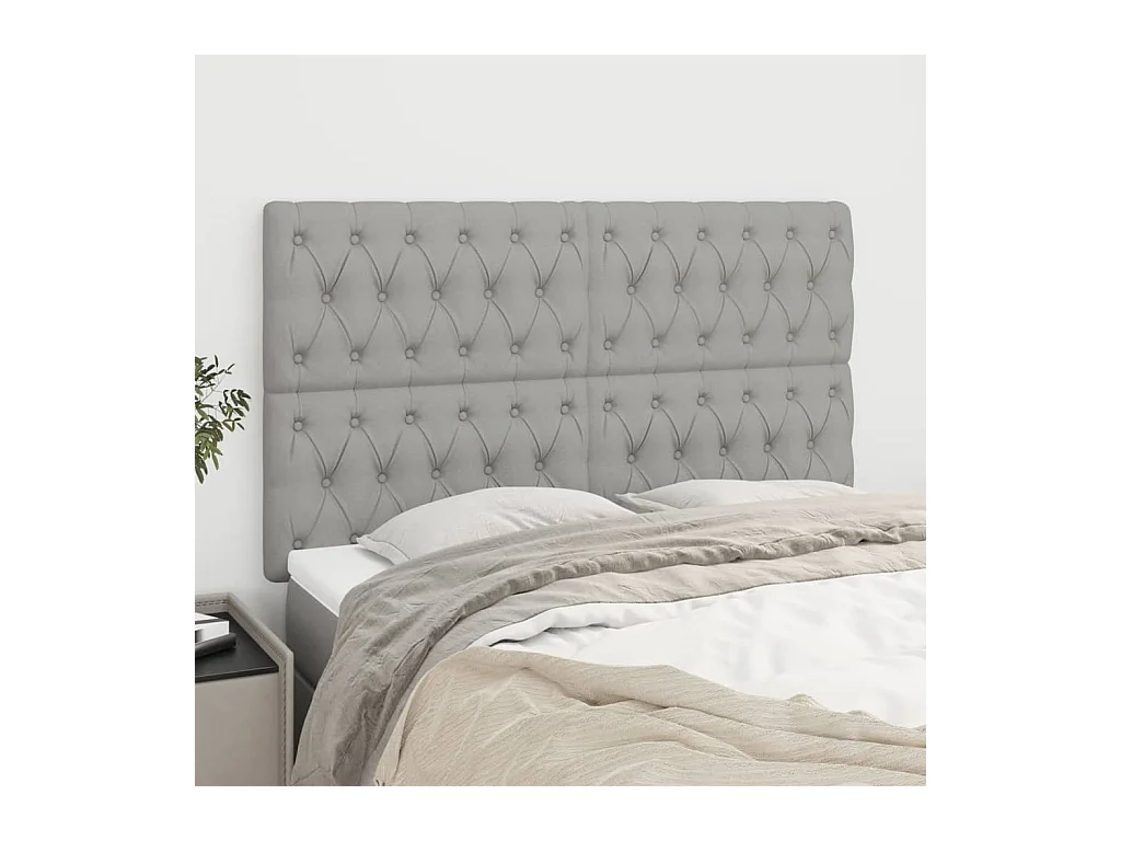 Têtes de lit | Panneaux de tête pour lit Moderne 4 pcs Gris clair 80x7x78/88 cm Tissu