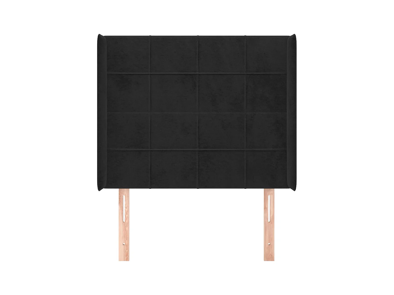 Cabecero | Cabezal de Cama | Mueble cabecero con orejas de terciopelo negro 103x16x118/128 cm