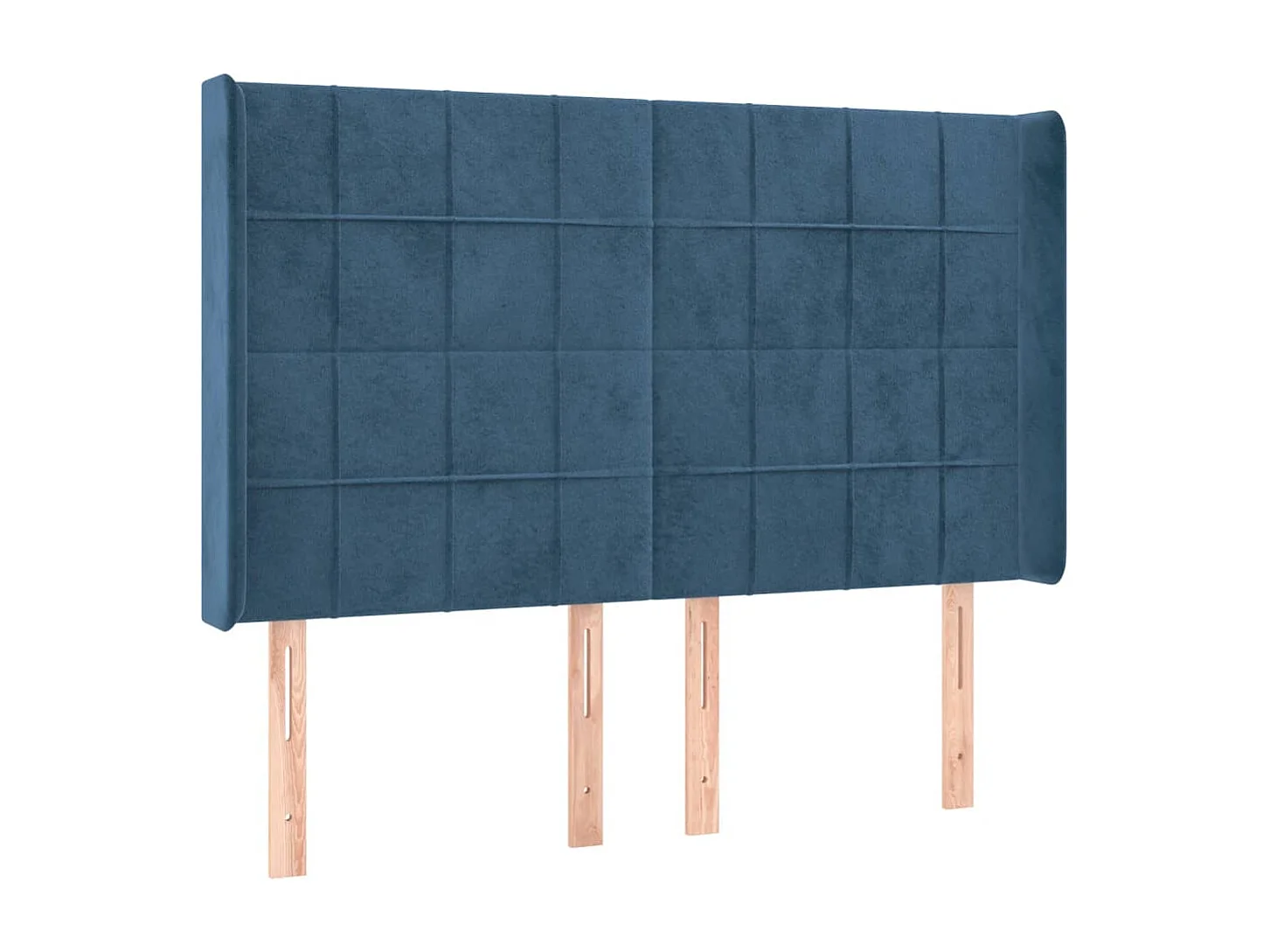 Tête de Lit | Panneau de tête pour lit Moderne à LED Bleu foncé 147x16x118/128 cm Velours
