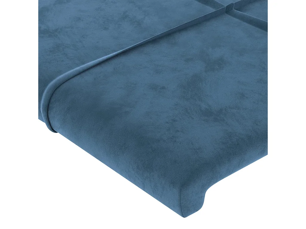 Tête de Lit | Panneau de tête pour lit Moderne à LED Bleu foncé 147x16x118/128 cm Velours