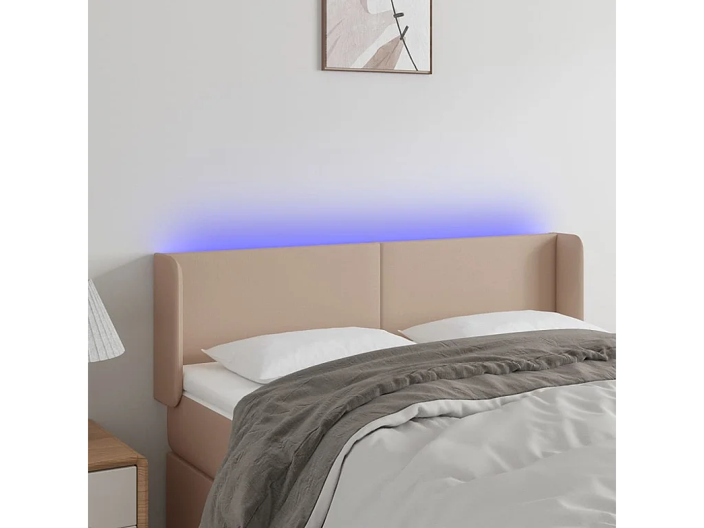 Hoofdbord | Hoofdeinde LED 147x16x78/88 cm kunstleer cappuccinokleurig