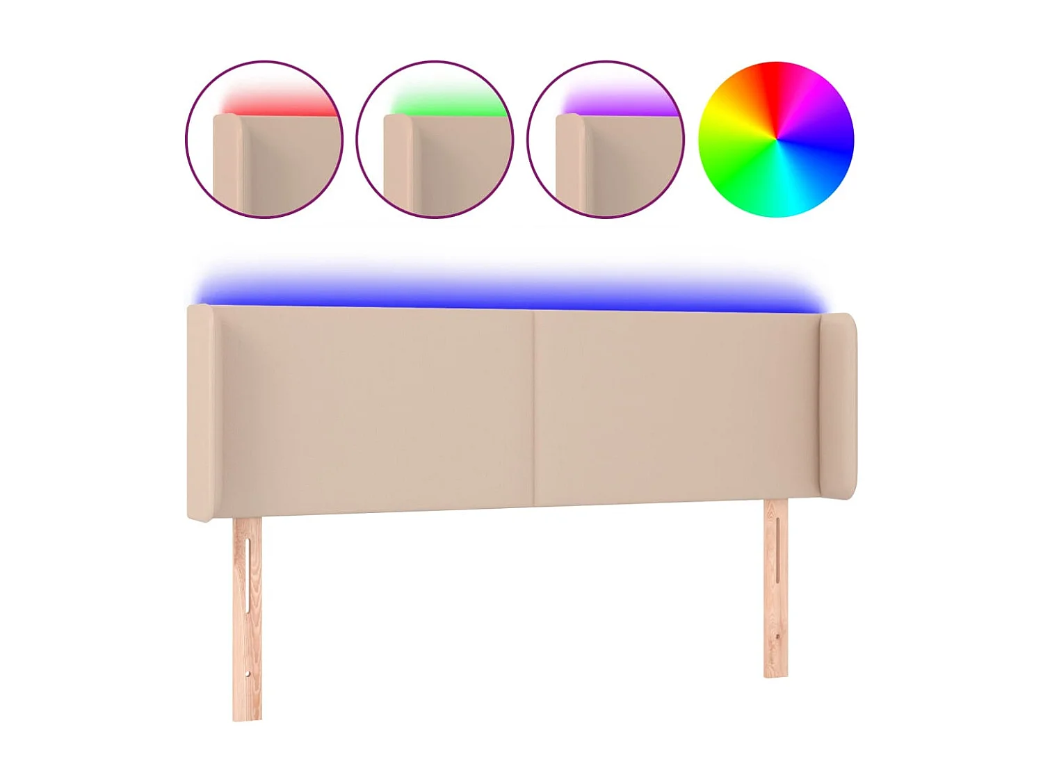 Hoofdbord | Hoofdeinde LED 147x16x78/88 cm kunstleer cappuccinokleurig