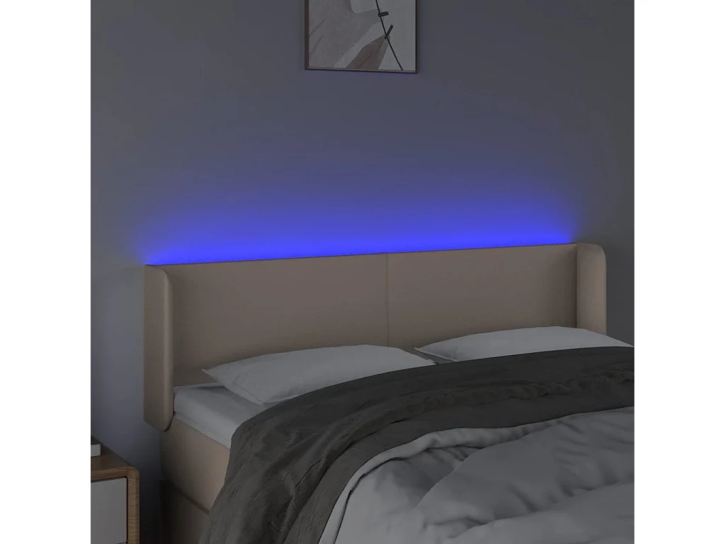 Hoofdbord | Hoofdeinde LED 147x16x78/88 cm kunstleer cappuccinokleurig