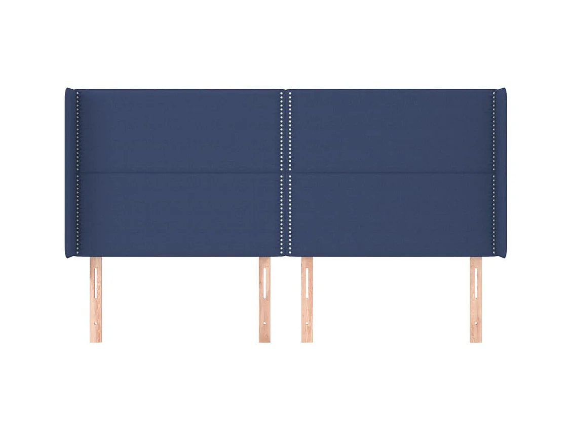 Tête de Lit | Panneau de tête pour lit Moderne avec oreilles Bleu 203x16x118/128 cm Tissu