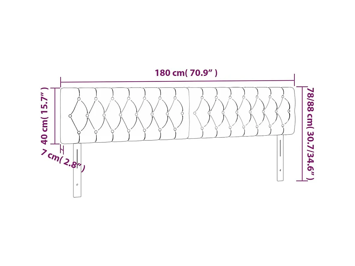 Tête de Lit | Panneau de tête pour lit Moderne à LED Vert foncé 180x7x78/88 cm Velours
