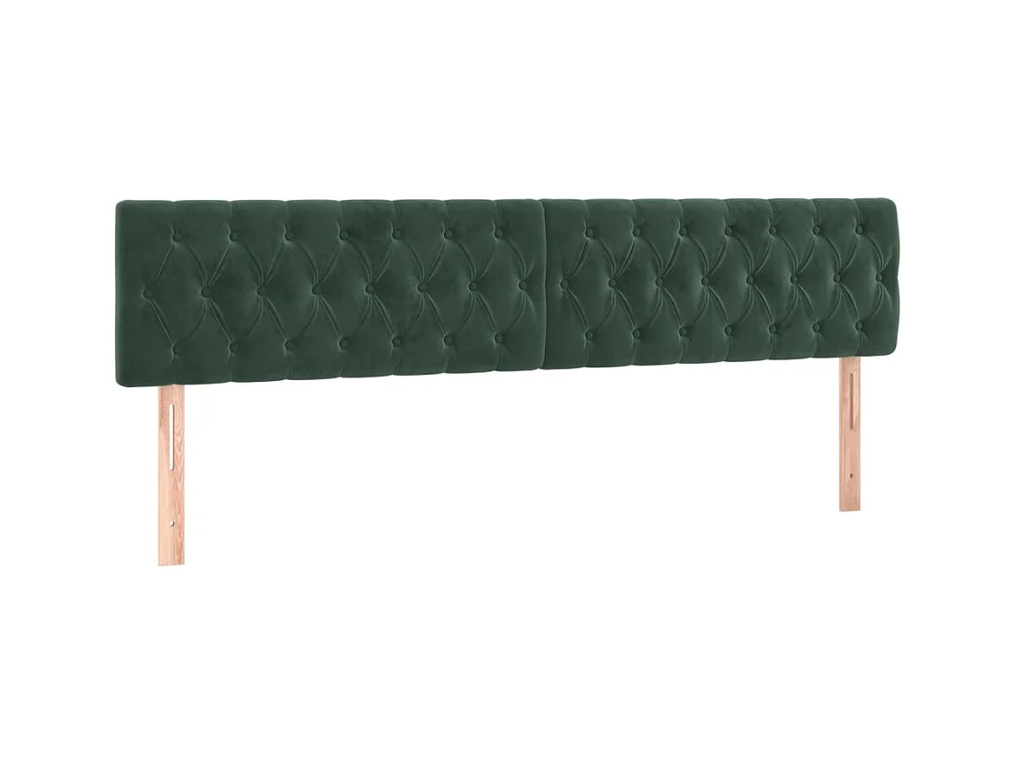 Tête de Lit | Panneau de tête pour lit Moderne à LED Vert foncé 180x7x78/88 cm Velours