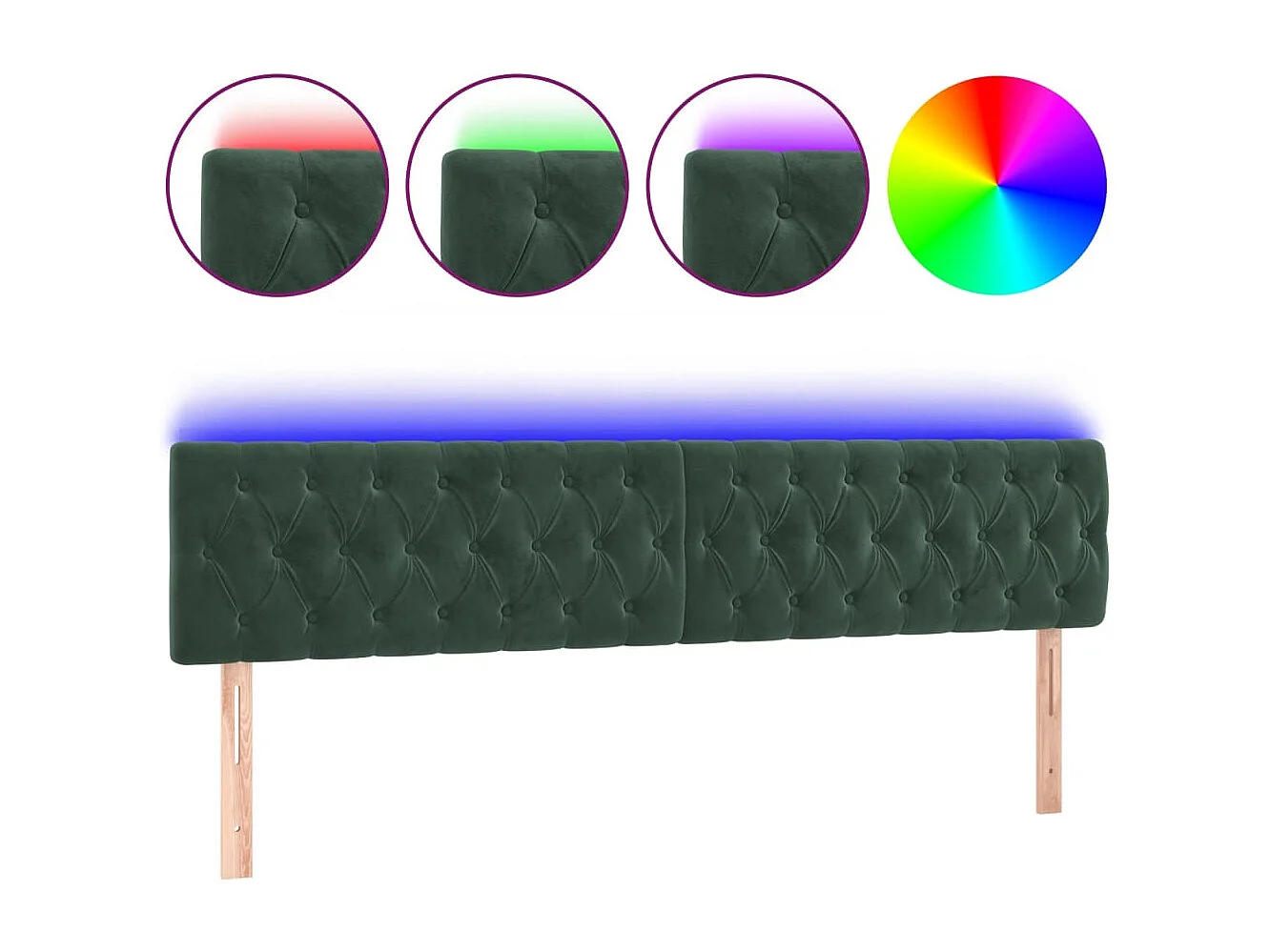 Hoofdbord | Hoofdeinde LED 180x7x78/88 cm fluweel donkergroen