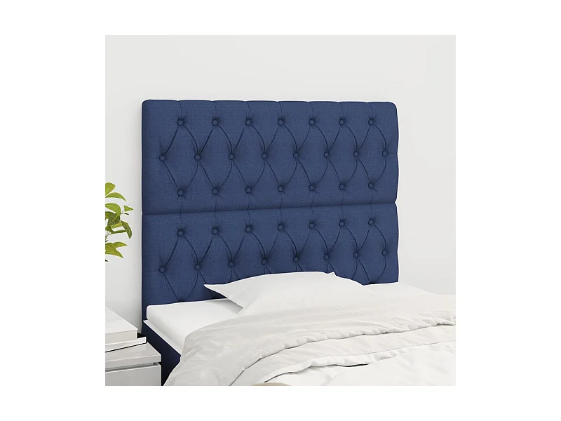 Têtes de lit | Panneaux de tête pour lit Moderne 2 pcs Bleu 100x7x78/88 cm Tissu