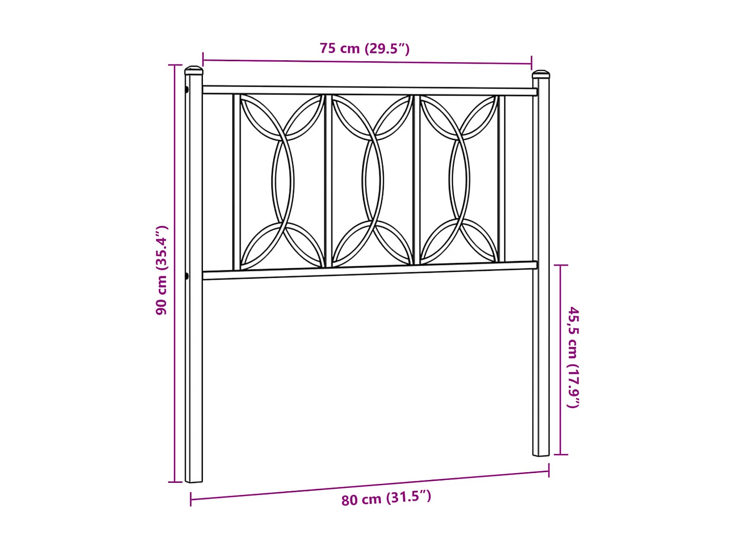 Mueble cabecero | Cabezal de cama | Cabecero de metal blanco 75 cm