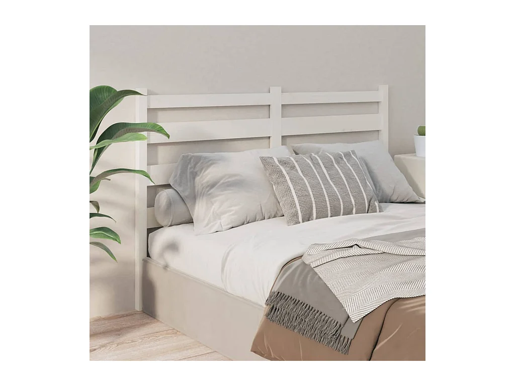 Cabecero de Cama | Cabezal de cama | Mueble de cabecero madera maciza de pino blanco 206x4x100 cm