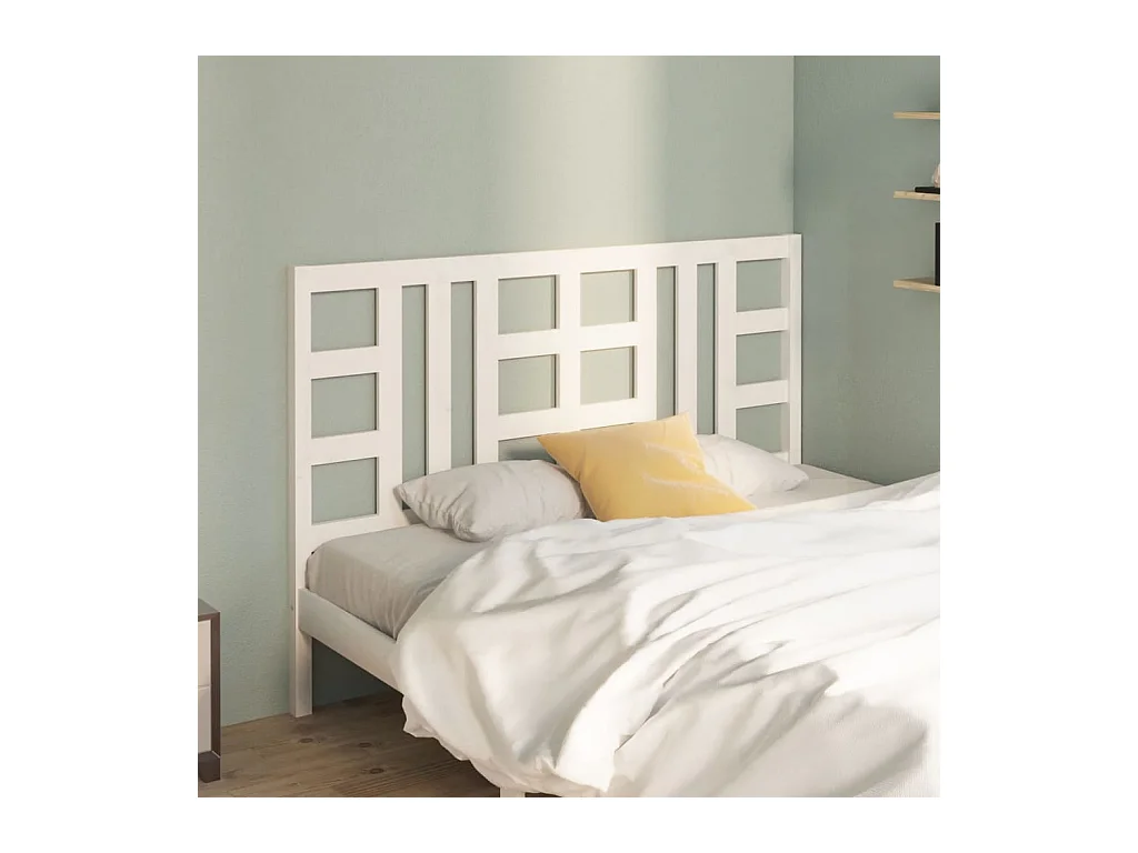 Cabecero de Cama | Cabezal de cama | Mueble de cabecero madera maciza de pino blanco 126x4x100 cm