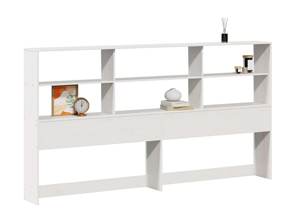 Tête de Lit | Panneau de tête pour lit Moderne avec rangement blanc 180 cm bois massif de pin
