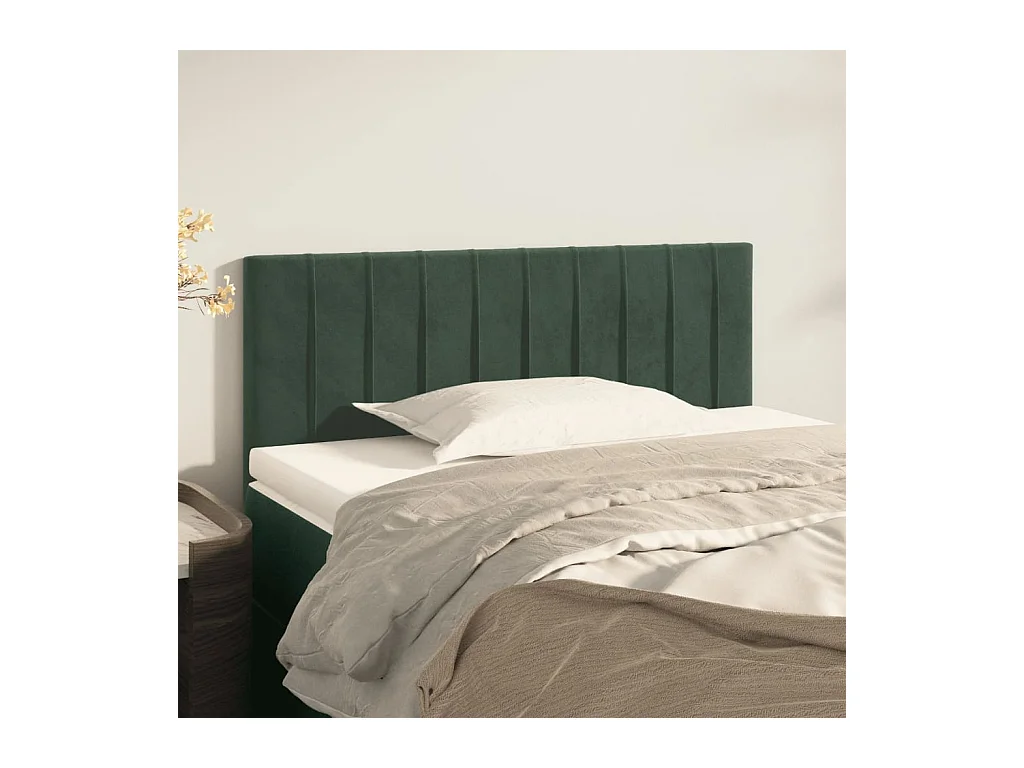 Mueble cabecero | Cabezal de cama | Cabecero de terciopelo verde oscuro 80x5x78/88 cm