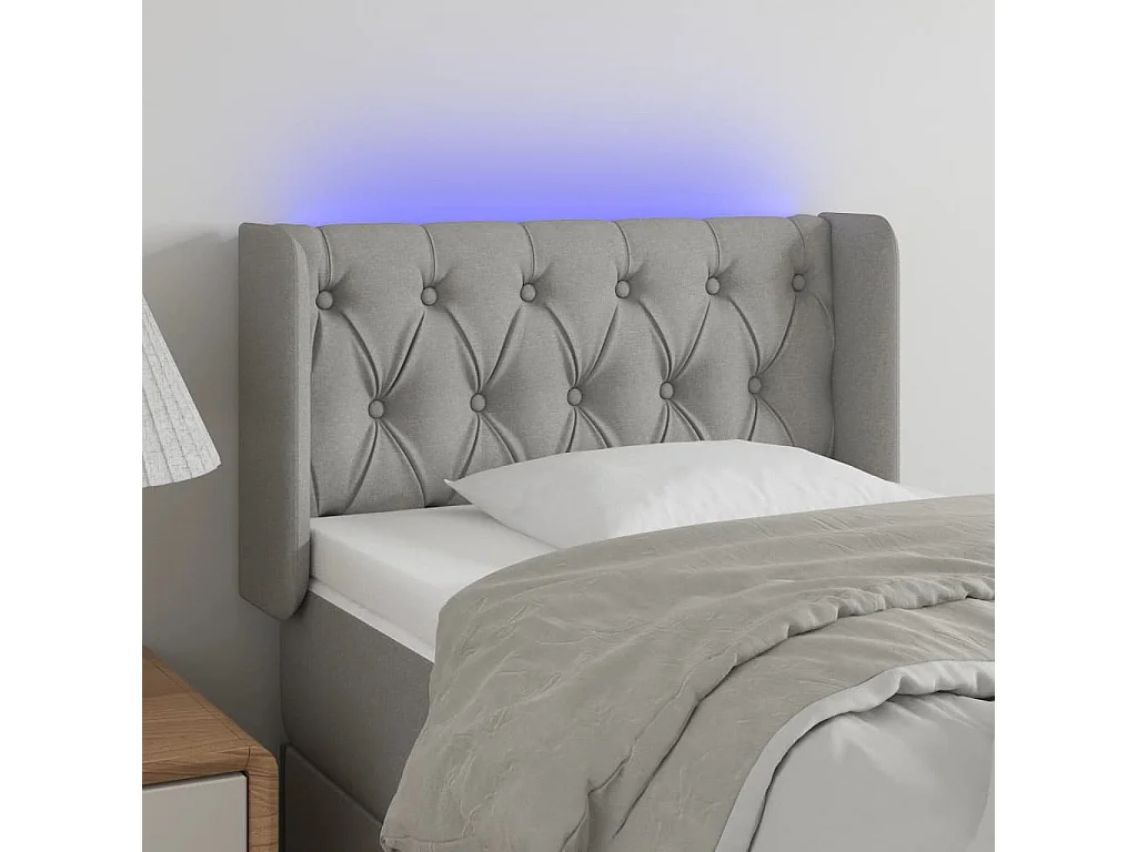 Hoofdbord | Hoofdeinde LED 83x16x78/88 cm stof lichtgrijs