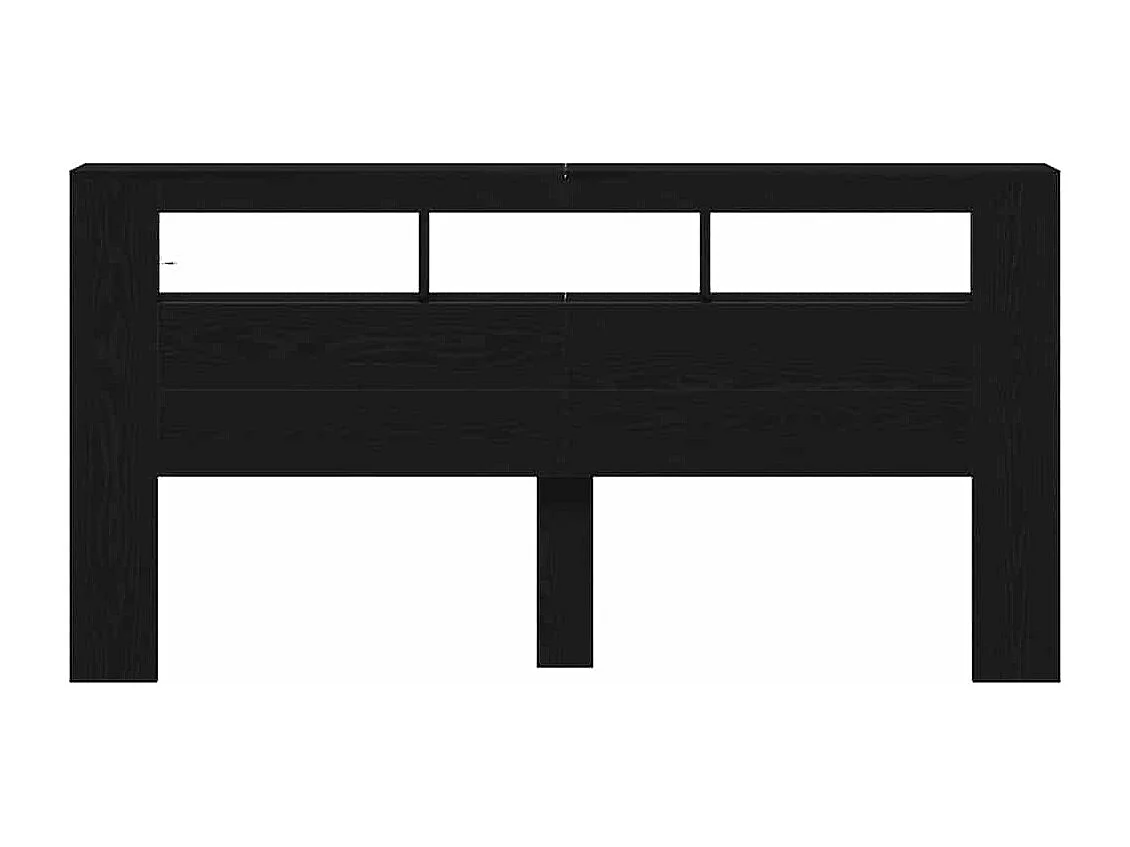 Mueble cabecero | Cabecero | Cabezal de cama LED con estante Roble negro 200 x 18.5 x 103.5 cm