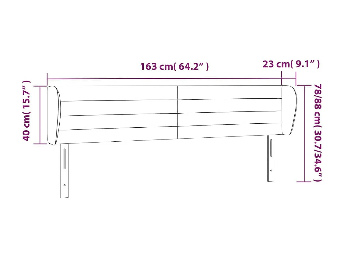 Mueble cabecero | Cabezal de cama | Cabecero de terciopelo negro 163x23x78/88 cm