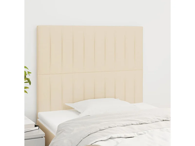Têtes de lit | Panneaux de tête pour lit Moderne 2 pcs Crème 100x5x78/88 cm Tissu